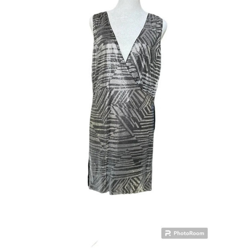 Ramy Brook Lola Chainmail‎ Mini Dress - Silver Black Women Dresses 6 - Picture 2 of 14